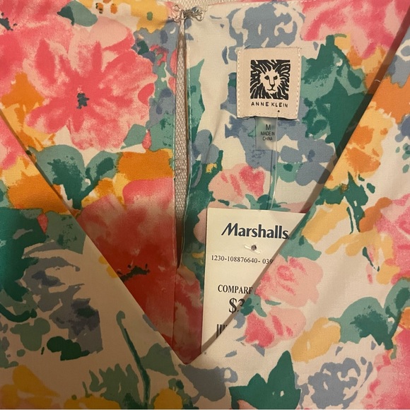 Anne Klein V Neck Calf Length Dress NWT NEW Floral Dress Size M - Picture 3 of 6